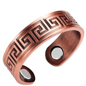 Pure Copper Ring Geometric Design Magnetic Energy Cuff Ring